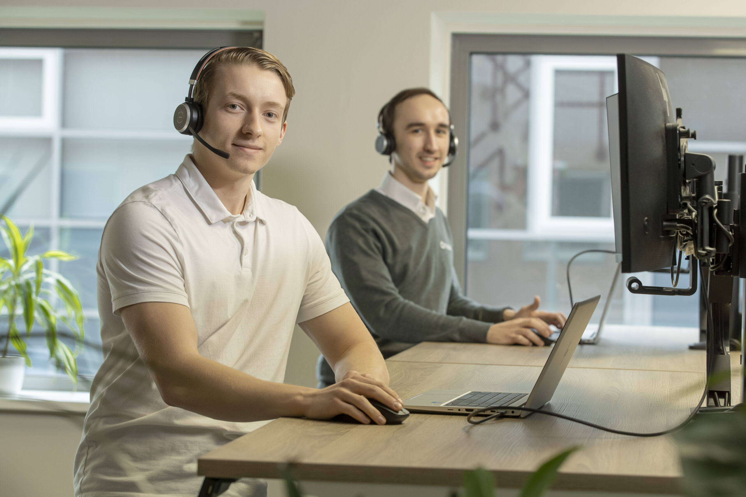 Two colleagues working in an office